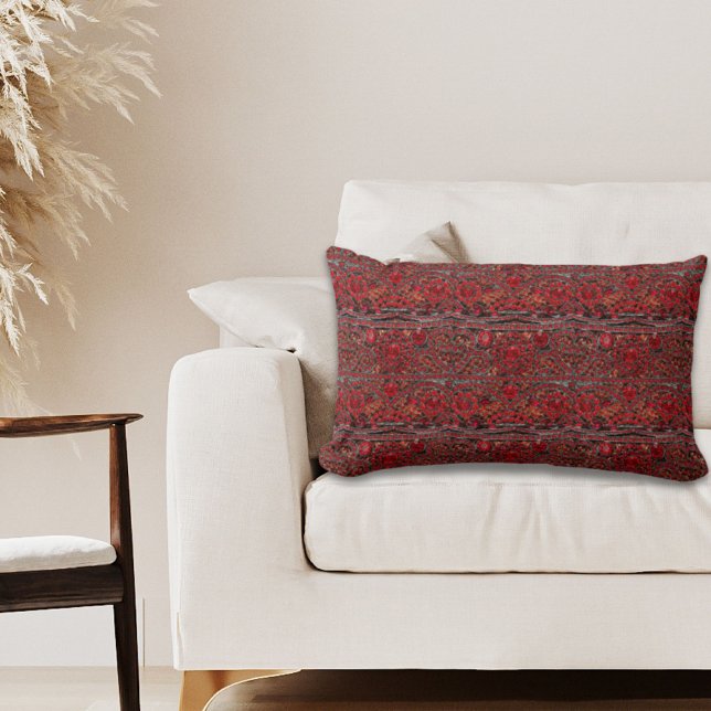 Almofada Lombar burgundy vermelha elegante e sofisticada de ouro r (elegant sophisticated gold ruby red burgundy lumbar pillow)