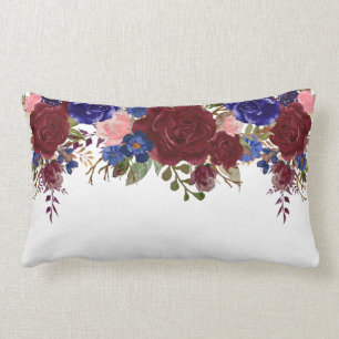 Almofada Lombar Burgundy Vermelho Azul Marinho Rosa Flor Queda de