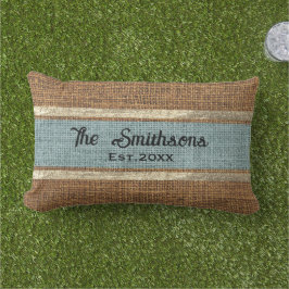 Almofada Lombar Burlap Rustic Brown Sage Green Family Name