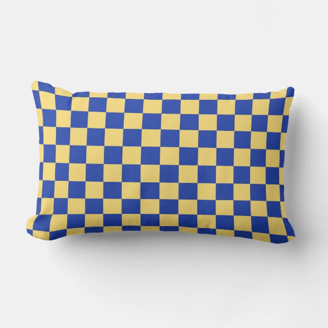 Almofada Lombar Butter yellow and blue checkered board pattern (Frente)