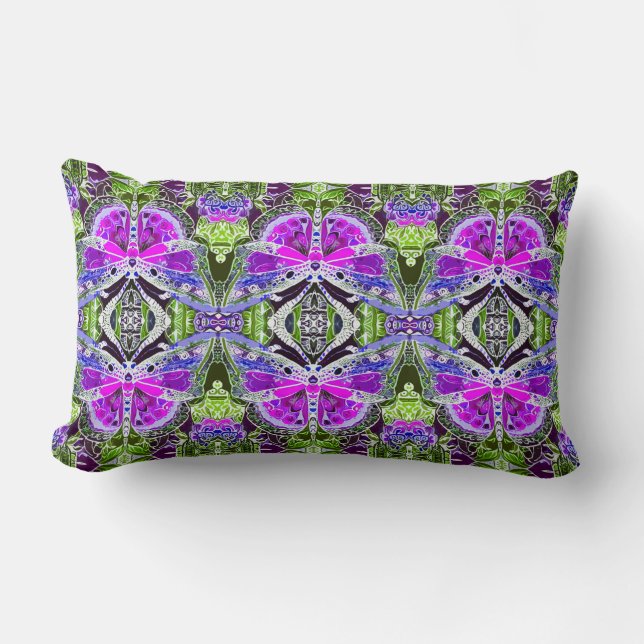 Almofada Lombar Butterfly e Medallion Batik Patterno em Violet (Frente)