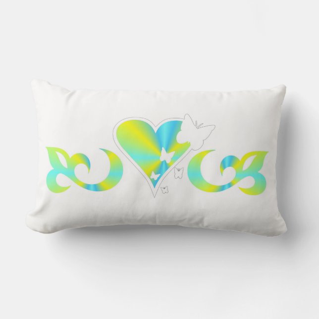 Almofada Lombar Butterfly Heart e Lily Rainbowart (Frente)