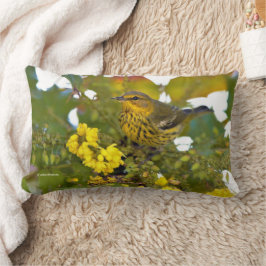 Almofada Lombar Cabo May Warbler Songbird na Mahonia florescente