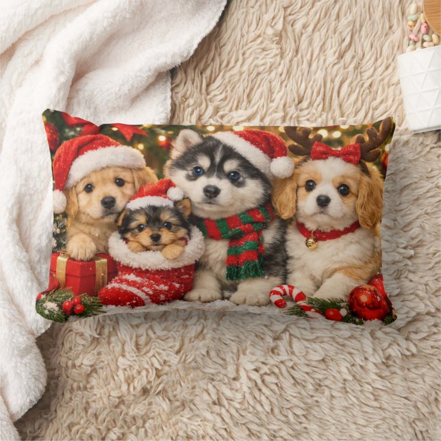 Almofada Lombar Cachorrinhos de Natal (Cobertor)