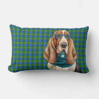 Almofada Lombar Cachorro Basset Hound com um Cachecol Azul Monogra