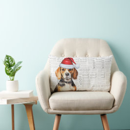 Almofada Lombar Cachorro beagle de Natal em um chapéu de inverno