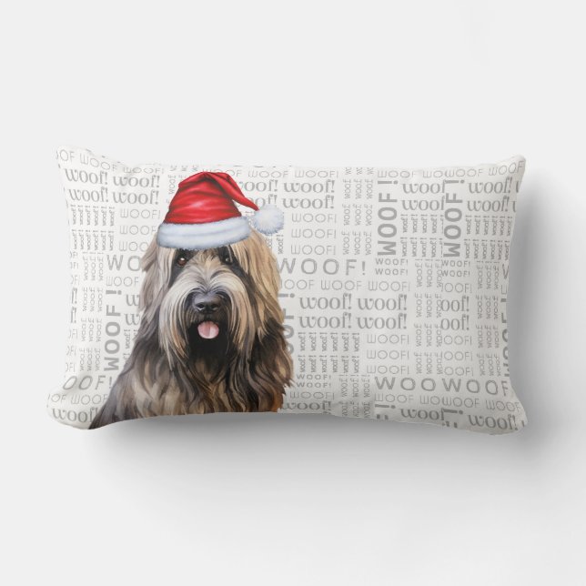 Almofada Lombar Cachorro de Natal, Feriado de Shepherd Briard (Frente)