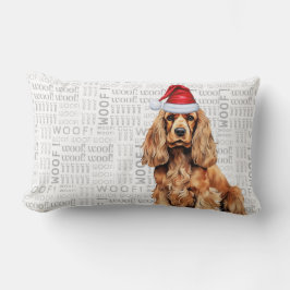 Almofada Lombar Cachorro de Natal Sobrevoado, Spaniel Woof Holiday