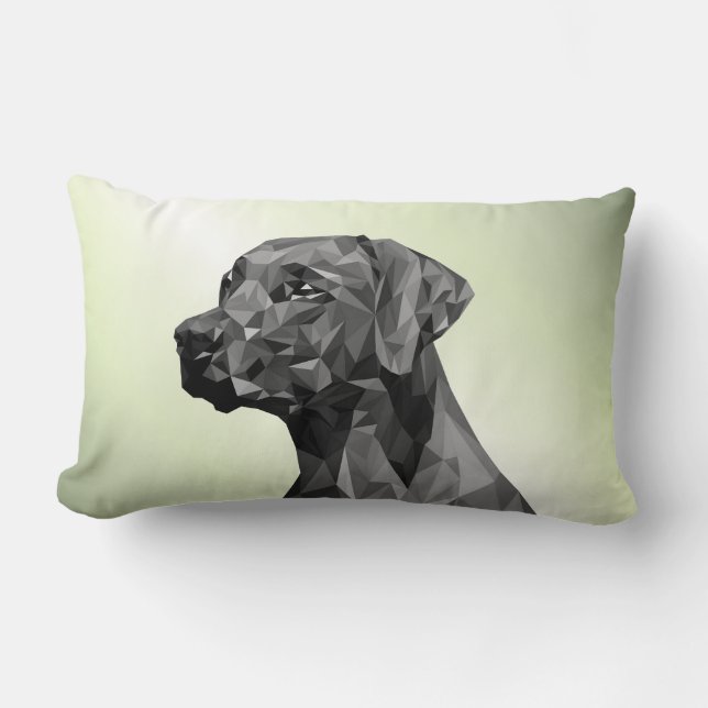 Almofada Lombar Cachorro Geométrico Cinza Verde (Frente)
