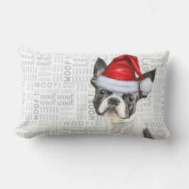 Almofada Lombar Cachorro Passa Natal Feriado em Boston Terrier