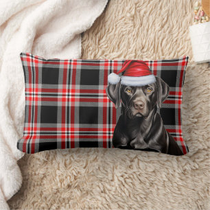 Almofada Lombar Cachorro Vestido Natal Negro Labrador Xadrez de se