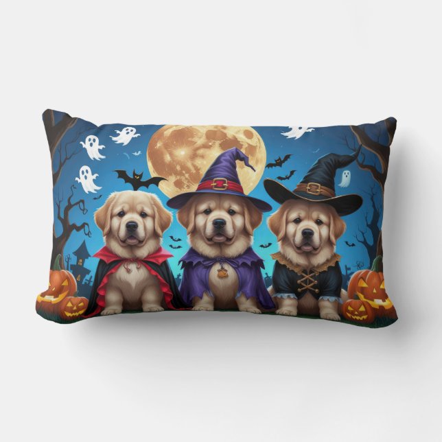 Almofada Lombar Cachorros da Terra Nova Pumpkin Halloween Funny (Frente)