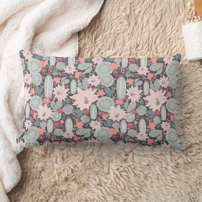 Almofada Lombar Cactus E Plantas Suculentes Em Pintas - Padrão Ver (Cobertor)