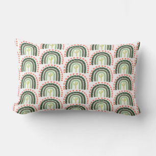 Almofada Lombar Cactus Rainbow Laranja Verde Deserto Moderno Branc