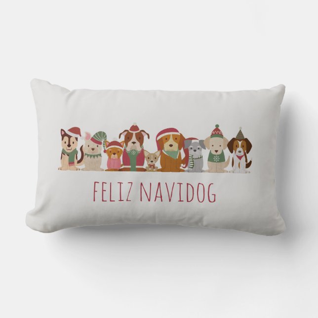 Almofada Lombar Cães de Natal Feliz Navidog (Frente)
