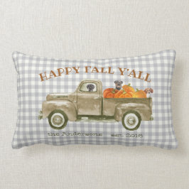 Almofada Lombar Cães de outono e Pumpkins em Caminhão de Recolha