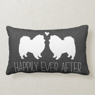 Almofada Lombar Cães Eskimo americanos com coração e texto