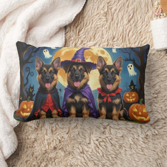 Almofada Lombar Cães german shepherd Pumpkin Halloween Engraçado (Cobertor)