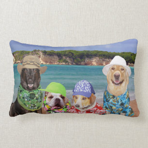 Almofada Lombar Cães no travesseiro da praia