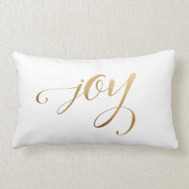 Almofada Lombar Caligrafia de alegria Dourada de Natal elegante