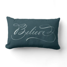 Caligrafia Teal Acredite Travesseiro