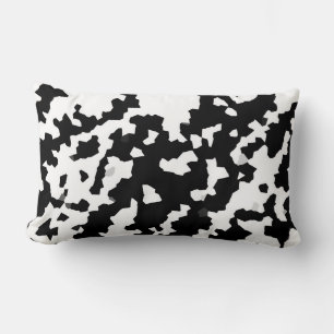 Almofada Lombar Camo Abstrato Mosaico Preto e Branco Irregular