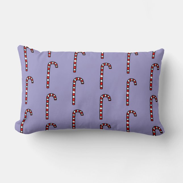 Almofada Lombar Candy Canes on Purple Background (Frente)