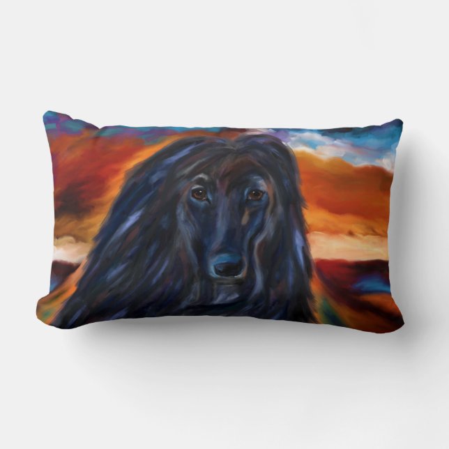 Almofada Lombar Cão Afegão Preto (Frente)