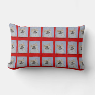 Almofada Lombar cão akita engraçado sorrindo design vermelho