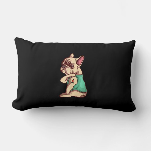 Almofada Lombar cão-de-banho francês adoro o presente de amante da (Frente)