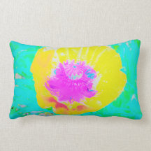 Cápsula amarela com centro rosa quente em turquesa