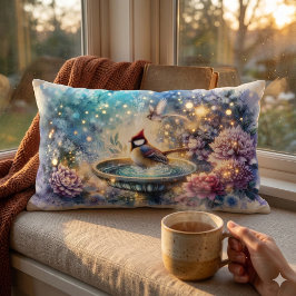 Almofada Lombar Cardinal at Birdbath Dreamy Garden Ar