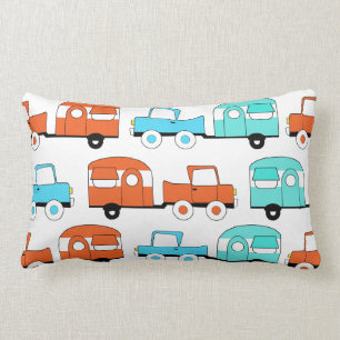 Almofada Lombar Carro vintage de acampamento retro da laranja de