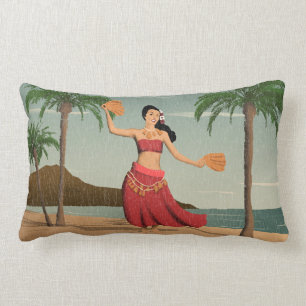 Almofada Lombar Cartão afligido havaiano da menina de Hula do