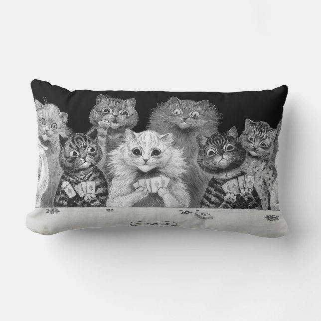 Almofada Lombar Cartão de Brincadeira de Gato, Louis Wain (Frente)