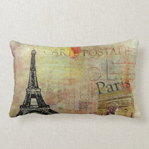 Almofada Lombar Carte lombar Postale do descanso do tema de Paris