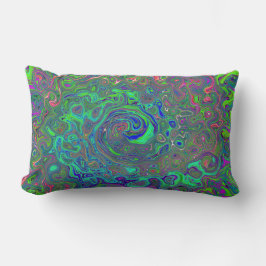 Almofada Lombar Cartela Trippy Chartreuse e Azul Líquido Retro