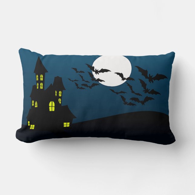 Almofada Lombar Casa Assombrada Com Jack-O'-Lanterns (Frente)