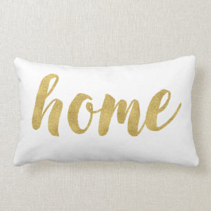 Almofada Lombar Casa moderna em decorativo Dourado