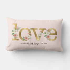 Almofada Lombar Casamento Amor Nomes Personalizados Aquarela Flora