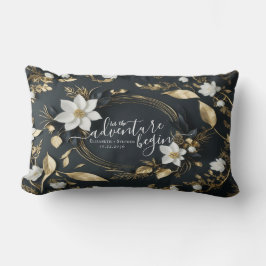 Almofada Lombar Casamento Dourado e preto branco Elegante