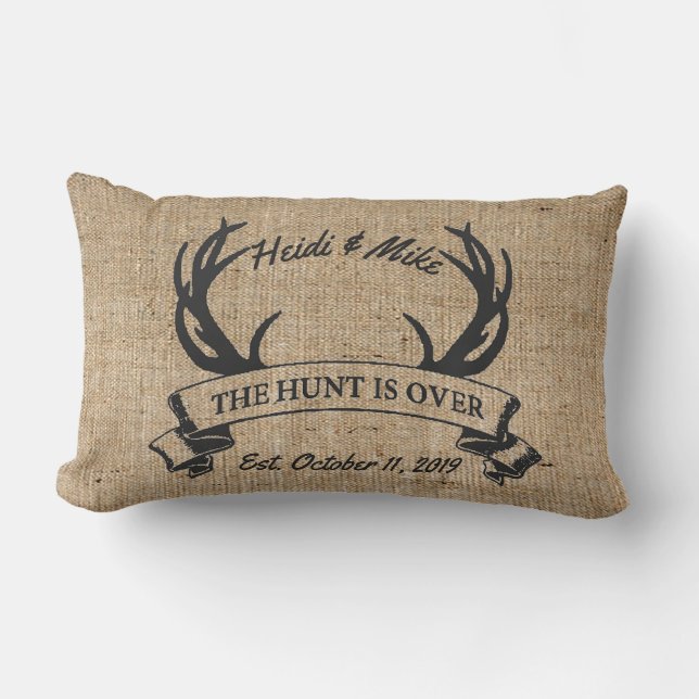Almofada Lombar Casamento Personalizado Rustic Antler (Frente)