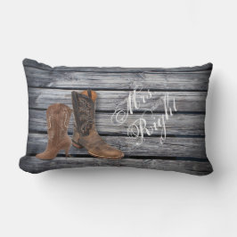 Almofada Lombar Casamento Russo Barn Wood Western Cowboy