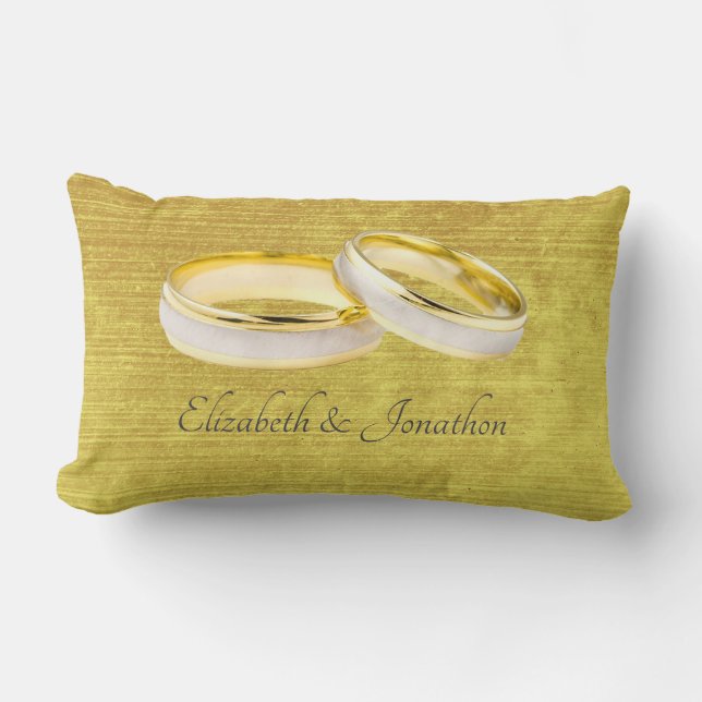 Almofada Lombar Casamento Simples dos Anéis Elegantes (Frente)
