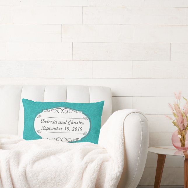 Almofada Lombar Casamento tema damasco de Chartreuse Turquoise Mod (Sofá)