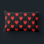 Almofada Lombar Casamentos de Dias de os namorados Personalizados<br><div class="desc">Projetado com padrões cardíacos de rabisco vermelho giro em fundo preto sólido. Você pode mudar para qualquer cor de fundo,  conforme desejar.</div>