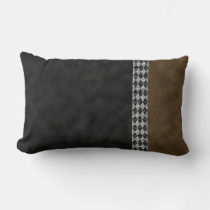 Almofada Lombar Castanho-preto digital, Suede e Harlequin Granite