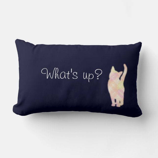 Almofada Lombar Cat's グラデーション "What's up?" Blue クッション　Throw Pillow (Frente)