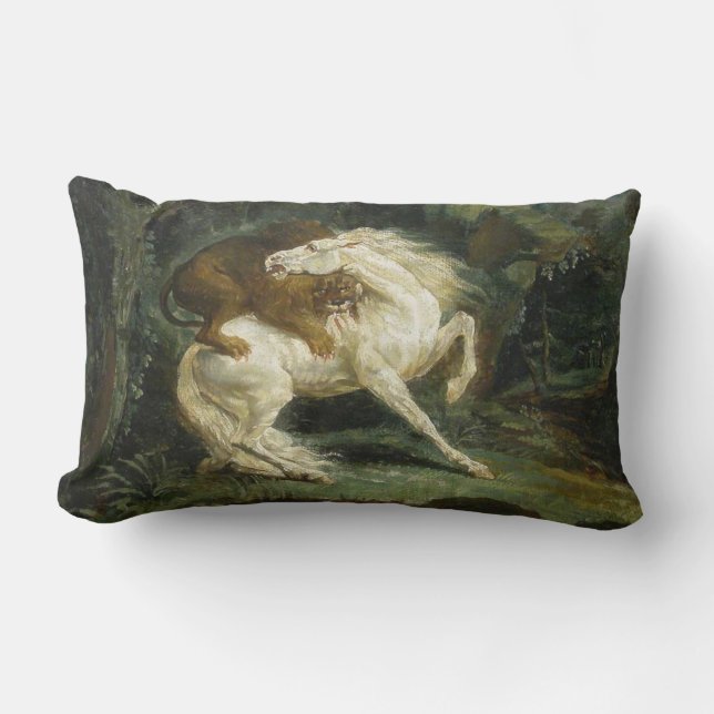 Almofada Lombar Cavalo Atacado por um Leão (por Théodore Géricault (Frente)