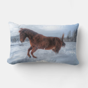 Almofada Lombar Cavalo de Sorrel Espirituado Criado na Neve de inv